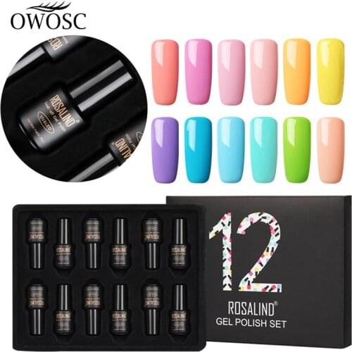 OWOSC12 PCS Gel Polish Kit All For Manicure Gel Set Hybrid Varnishes Nail Art Polish Base Top Soak Off Semi Permanent Nail Set