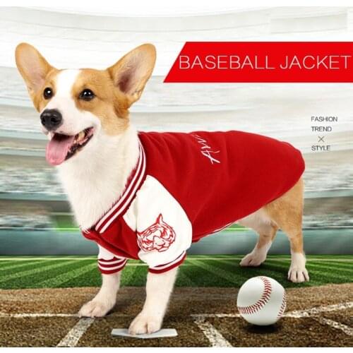 New Jacket Winter Vest Autumn Red Pet Dog Clothes And Winter Baseball Sweater Corgi Clothing Pet Sportswear Warm Winter Products