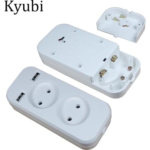 New USB extension Socket for phone charge Free shipping Double USB Port 5V 2A outlet usb outlet steckdose KF-01-3