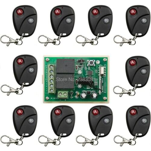 New DC12V 2CH Wireless Remote Control Switch System teleswitch 1*Receiver +10*Transmitters for Appliances Gate Garage Door