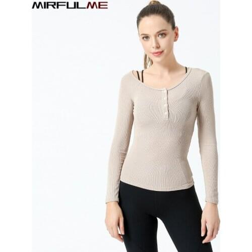 Women Sport Shirt Autumn Gym Fitness Running Top Button Collar Long Sleeve T-Shirt Girls Breathable Yoga Tops Slim Skinny Shirts