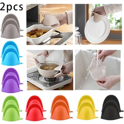 Microwave Oven Gloves Mitts Anti-slip Cooking Pots For Baking Fingerless Mittens BBQ Anti-scalding Pot Gloves Kitchen Oven Mitts