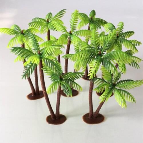 Plastic Mini Coconut Palm Tree Miniature Leaf Fake Plant Pots Bonsai Craft Micro Landscape DIY Artificial Para Decoration