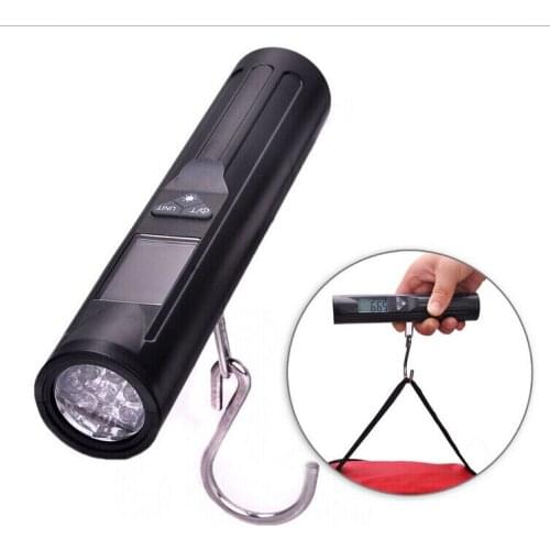 AJY travel portable hanging luggage weighing scale with 8 LED Torch