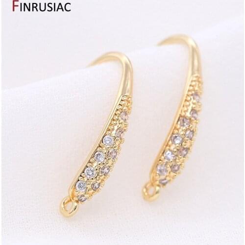 Earring Making Supplies Inlaid CZ Zircon 14k Real Gold Plated Hook Earring Findings Accessories Wholesale
