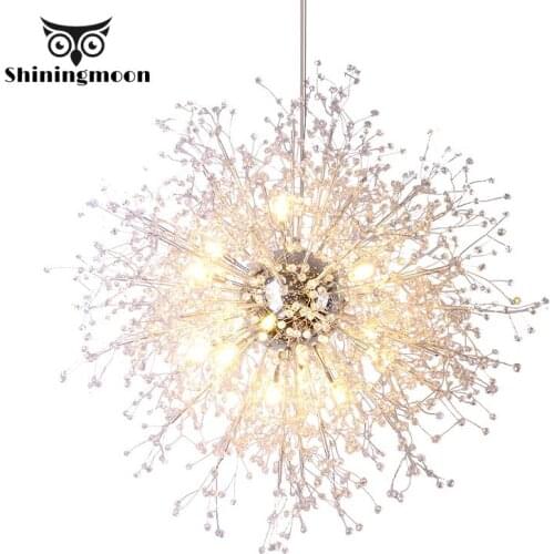 Nordic Led Crystal Chandelier Lighting Modern Creative Fireworks Chrome Home Decor Chandelier Living Room Hotel Lighting Lustre