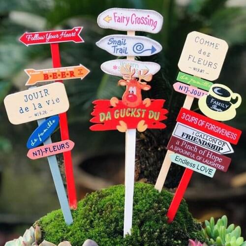 Garden Decoration Outdoor Accessories Jardin Succulent Decoration Small Ornaments Diy Creative Flower Gardening Label Road Sign