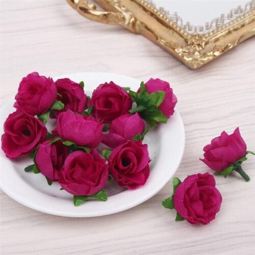 Yoshiko 20pcs Fresh artificial flowers small tea bud Simulation tea rose silk flower decoration flower head DIY accessories
