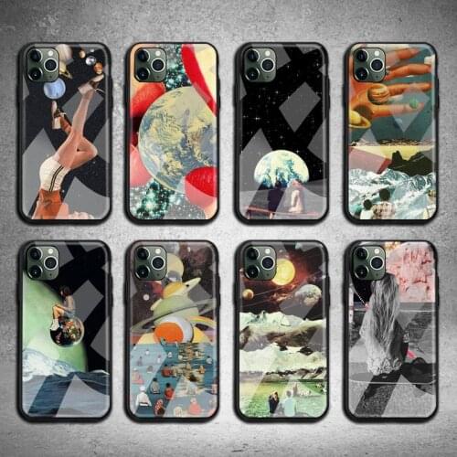 Funny Space Moon Astronaut Phone Case Tempered Glass For iPhone 12 pro max mini 11 Pro XR XS MAX 8 X 7 6S 6 Plus SE 2020 case
