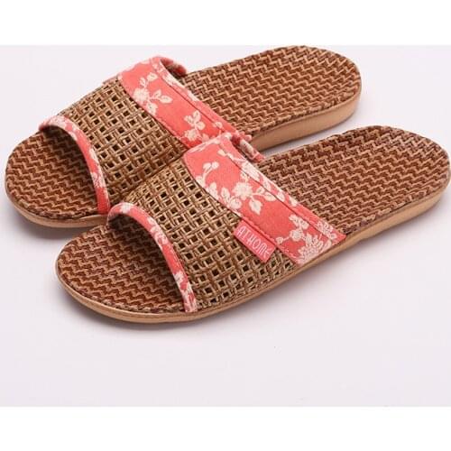 Women Flax Slippers Women/Men Casual Linen Slides Floor Bedroom Eva Non-Slip Home Flip Flops Couple Indoor Shoes Female Sandals
