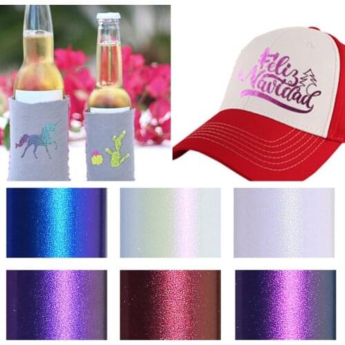 1PC HTV Printing Clothing Lettering Film Iron-on Heat Hologram Iridescent Cricut Film Chrome Heat Transfer Vinyl Press Textile