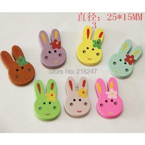 DIY handmade accessories 25*15MM Wooden leveret Shaped Buttons - Painted Wood Buttons 100Pcs