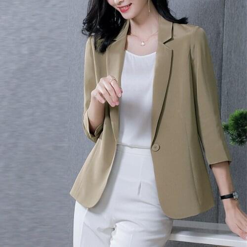 100% Heavey Silk Blazers Women Suit Office Lady Style Simple Design Three-quarter Sleeve Single Button 3 Colors Suit New Fashion