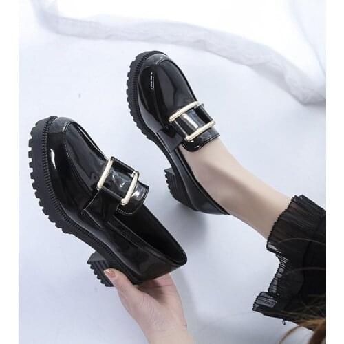2021 European and American fashion womens shoes retro non-slip flat bottom small leather shoes light mouth single shoes