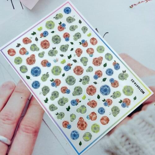 3d DIY Japanese Style Fashion Hot Selling Embossment Nail Sticers Back Glue Adhesive Painted Flowers Dry Nail Decals Manicure