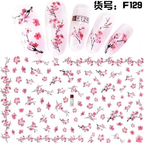 3D Nail Sticker Sakura Flower Slider Nails Art Decoration Wraps Decals Cute Design Adhesive Manicure Tips Stickers Pegatina