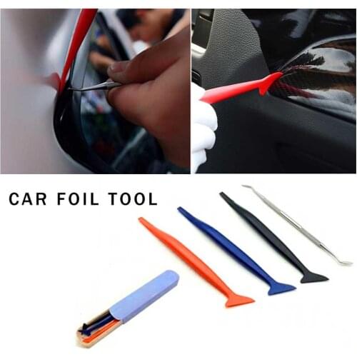 4Pcs Vinyl Car Wrap Squeegee Set Carbon Foil Film Wrapping Magnet Scraper Window Tint Tool Kit Car Stickers Styling Tool