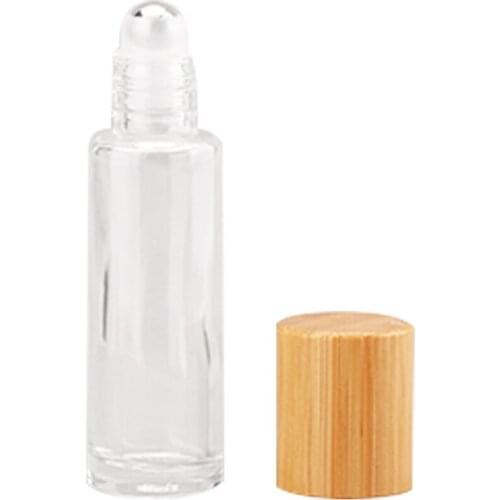 5Pcs 10ml Refillable Spray Bottle Roll On Glass Bottles For Essential Oil Roller Bottles Refillable Container With Bamboo Lid