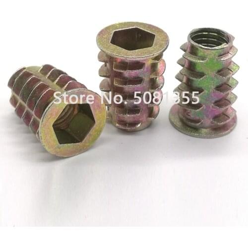 50pcs 10PPCS M4 m5 m6 m8 m10 Zinc Alloy Thread For Wood Insert Nut Flanged Hex Drive Head Furniture Nuts