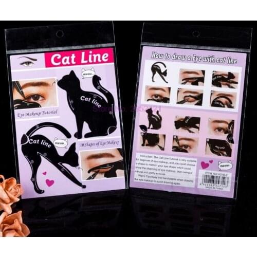 500bags Beauty Eyebrow mold Stencils Women Cat Line Pro Eye Makeup Tool Eyeliner Stencils Template Shaper Mode