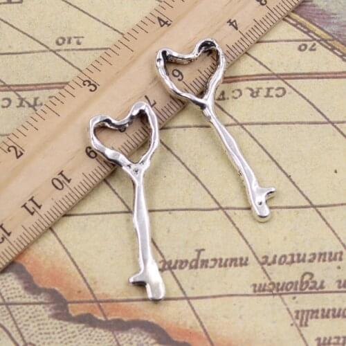 8pcs Charms Rustic Skeleton Heart Key 51x18mm Tibetan Pendants Antique Jewelry Making DIY Craft For Bracelet Necklace