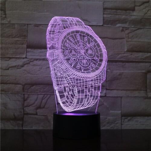 Abstract Wrist Watch Shape 7 Color Change Touch Switch Baby Sleep Creative USB 3D Night Light Lamp For Home Decor 3D-1954