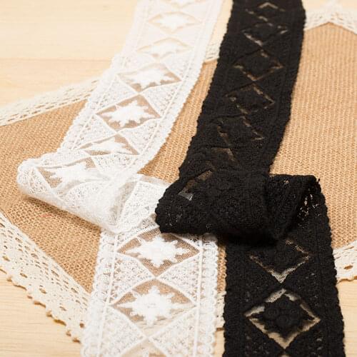 5Yards/Lot ,DIY Hand Sewing Materials Accessories Lace Wide 5.5cm Cotton Embroidery in White Black