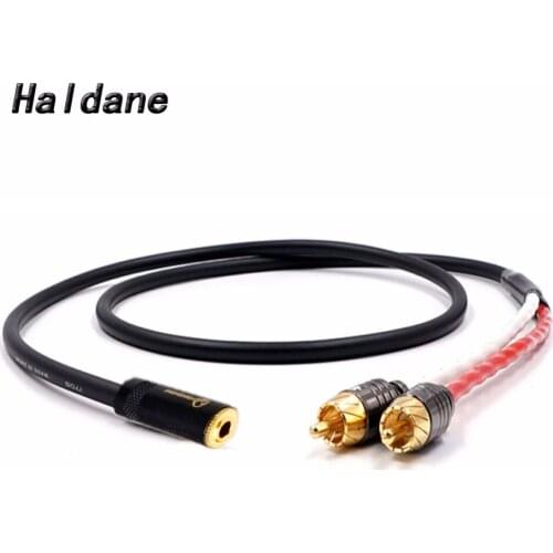 Haldane HIFI 3.5mm Stereo Female to 2 RCA Male Audio Adapter Cable 7N OCC Single crystal copperr Audio Cable