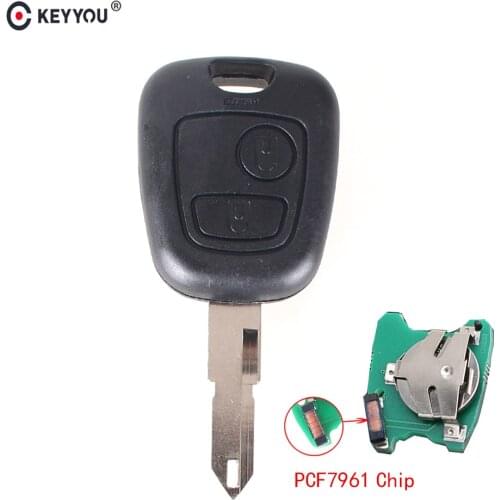 KEYYOU 2 Buttons PCF7961 Transponder Chip Remote Control Car Key For Peugeot 206 306 405 433MHz Key With PCB Battery NE73 Blade