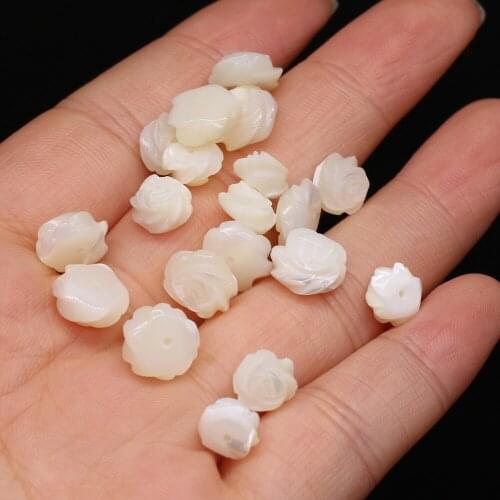 4pcs Natural Freshwater White Flower Shape Shell Beads for Jewelry Making Bracelet Necklace Accessories Gift Size 8x8 10x10mm