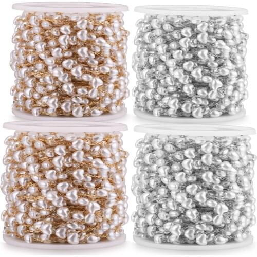 2M Gold Stainless Steel 6mm Heart Artficial Pearl Chains for Women Necklace Chain Jewelry Making Supplies Luxury Wholesale Items