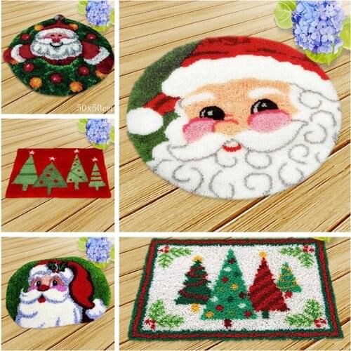 DIY Christmas Embroidery Carpet Kits Latch Hook Rug Kits Foamiran For Needlework Cushion Mat Santa Claus ковровая вышивка