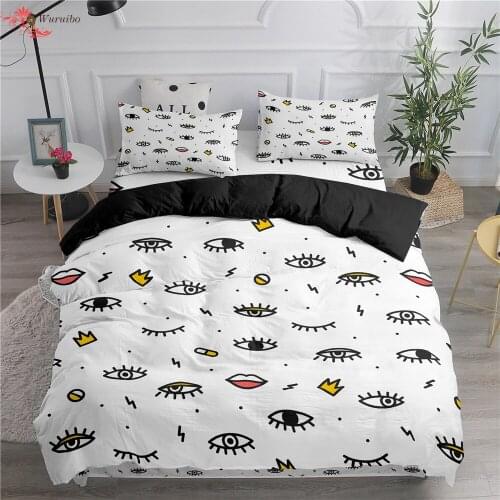 Cartoon Duvet Cover 3D Geometry Print Bedding Set 2/3 Pieces Nordic 90/135/150 Bed Cover Set (No Sheets) Single Double King Size