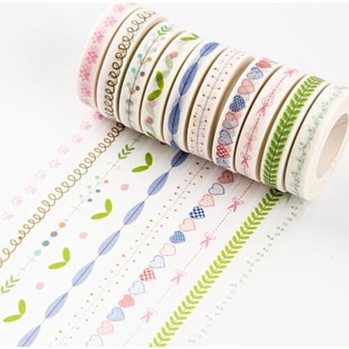 Washi Tape 10m*7mm Love And Leaves Plant Scrapebooking Diy Stickers Decorative Masking Tape For Birthday Party Decoration