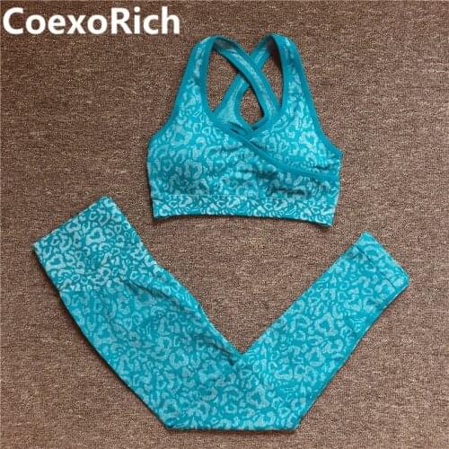 Leopard Sport Bra Outfit Women Seamless Yoga Set Crop Tank Top High Waist Leggings for Fitness Workout Suit Gym Clothing