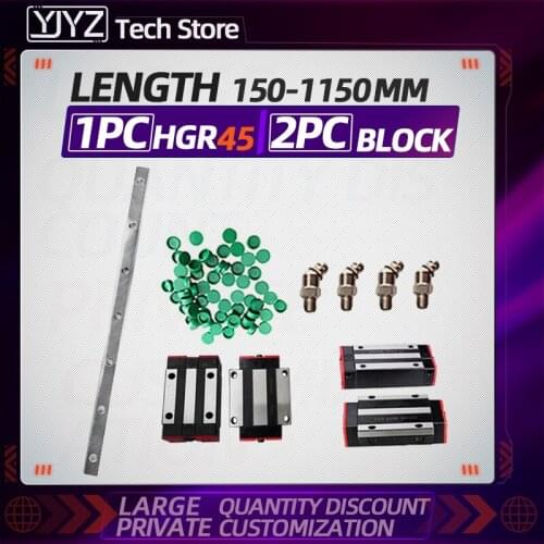 Linear guide 1PC HGR45 + 2PC HGH45HA / HGW45HA/HGH45CA/HGW45CC, Slider length -150-1150MM