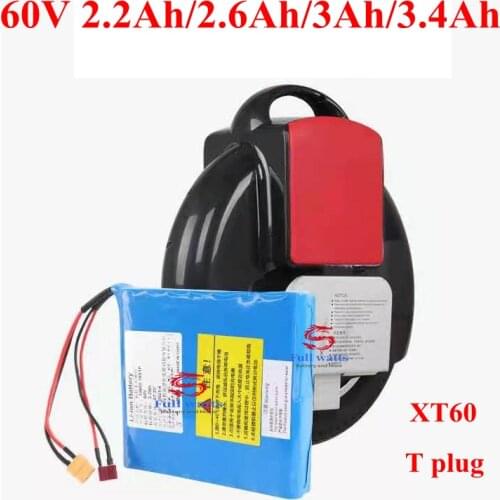 60V 2.2Ah 2.6Ah 3Ah 3.4Ah 18650 lithium battery pack 16S1P HG2 NCR18650B balance bike electric unicycle rechargeable battery