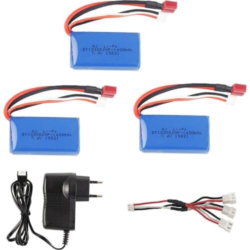 7.4V 1400mAh lipo Battery T Plug with 7.4v Charger for A949 A959-B A969-B A979-B K929-B RC Cars 2S Battery for Wltoys cars Parts