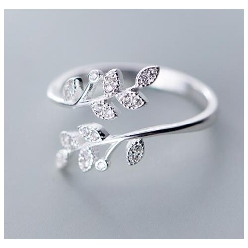Fashion Female Crystal Leaf Finger Rings For Women Lover Wedding Jewelry Party Trendy Statement Rings Wholesale