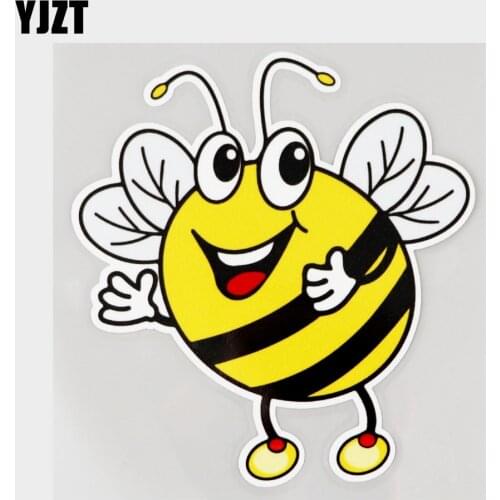 YJZT 11.6CM×12.2CM Cartoon Happy Bee Cute PVC Decal Car Sticker 11C-0080