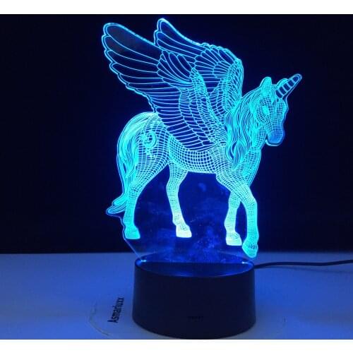 Unicorn Shaped Table Desk Lamp Xmas Home Decoration Lovely Gifts For Kids Love 3W Remote Or Touch Control 3D LED Night Light