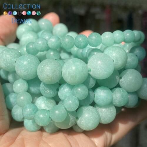 Natural Green Angelite Jades Stone Spacer Loose Round Bead For Jewelry Making 6-10 MM DIY Bracelets Accessories Wholesale 15"