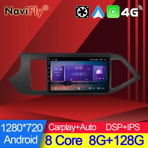 NaviFly 6GB+128GB 8 Core Carplay QLED 1280*720 Android All In One Car Intelligent System For Kia Morning 2 picanto 2011 2017