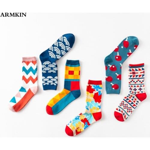 ARMKIN harajuku Men Socks Flower table tennis bats Vintage cotton Women Socks Lovers Socks Happy Funny Socks For Christmas