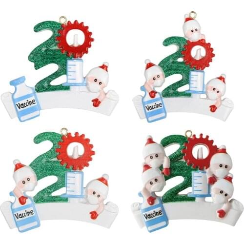 2021 New Survived Family Ornament Resin Christmas Decor Commemorate Quarantined at Home Personalized Tree Christmas Ornament