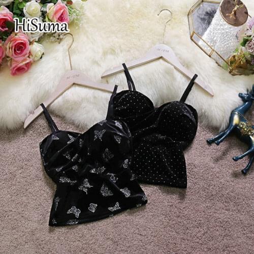 2020 winter new womens Velvet sequins spaghetti strap vest female sexy fashion bra one piece wireless tube underwear