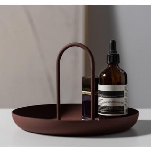 Desktop Storage Tray Nordic ABS Round Jewelry Trays Living Room Kitchen Table Meal Snack Tray Plate With Handle Home Decor