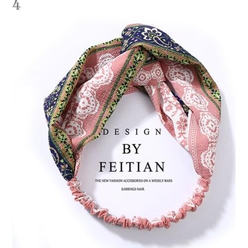 Fashion Women Girls Summer Bohemian Hair Bands Print Headbands Vintage Cross Turban Bandage Bandanas HairBands Hair Accessories