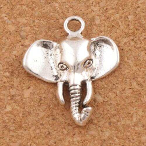 Lucky Elephant Head Charm Beads Pendants 22x25.8 mm 24pcs Zinc Alloy Fashion Jewelry DIY L1184