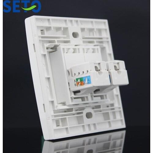 SeTo 86 Type Double Gigabit RJ45 Cat6 Network Ethernet Panel Outlet Wall Plate Socket Keystone Faceplate